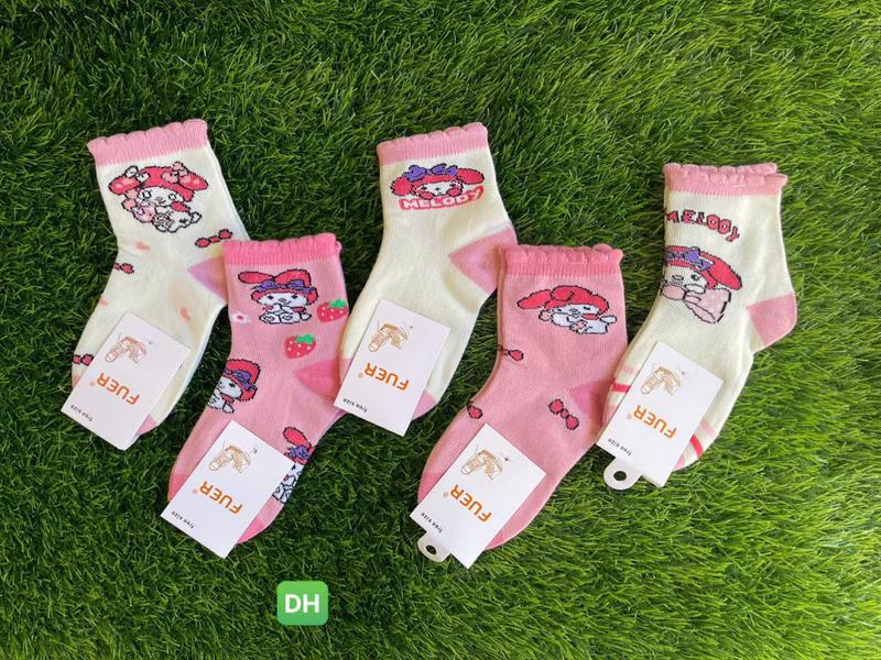 Set 10 đôi tất meloly hồng trắng cho bé 3