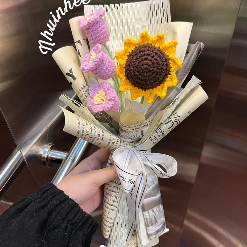 [HOA LEN HƯỚNG DƯƠNG LINH LAN] bó hoa len hướng dương linh lan phong cách handmade len