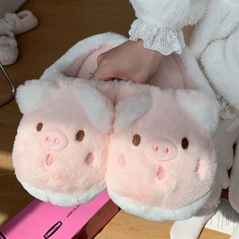 Dép Bông Hình Heo Maomao, Phổ Biến Và Dễ Thương, Dành Cho Nữ, Thích Hợp Cho Trang Phục Mùa Đông Và Học Sinh, Sử Dụng Trong Nhà, Chống Trượt, Có Gót Túi