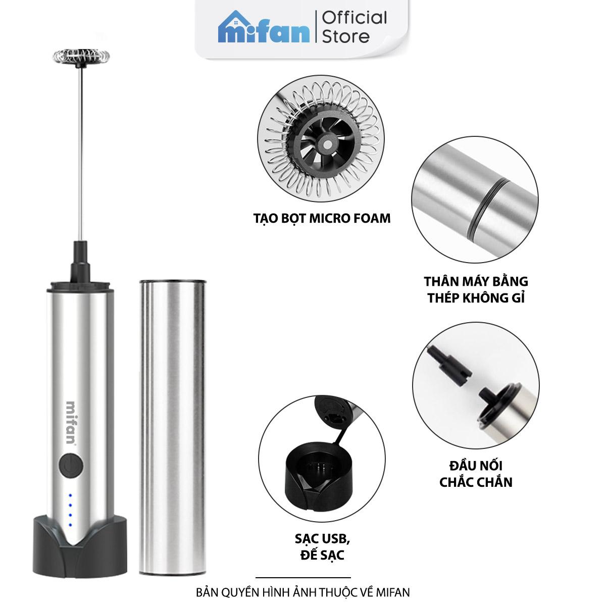 Máy Đánh Bọt Cà Phê Microfoam Mifan MF1501G - 3 Đầu Đa Năng, Thép không gỉ, Đế sạc USB tiện lợi - Hàng Chính Hãng Máy Đánh Bọt Cà Phê Microfoam Mifan MF1501G - 3 Đầu Đa Năng, Thép không gỉ, Đế sạc USB tiện lợi - Hàng Chính Hãng