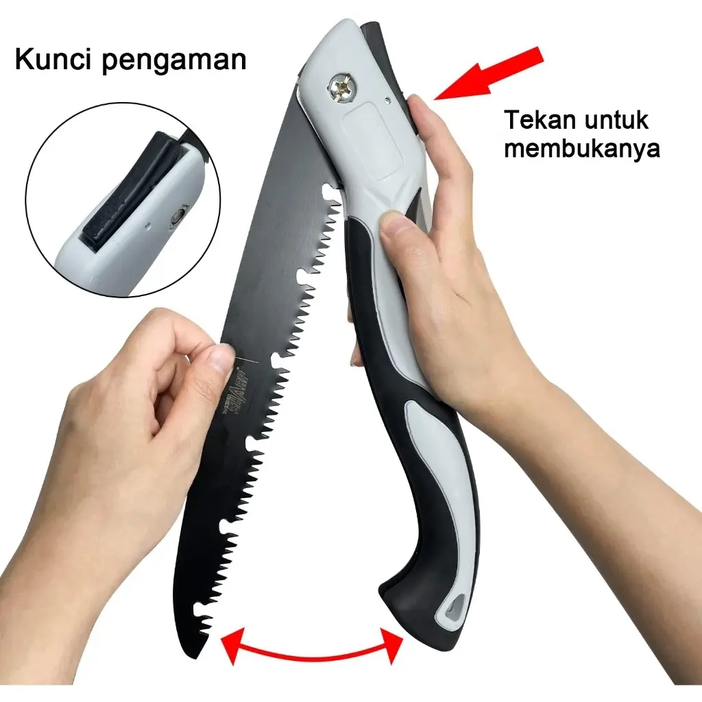 Gergaji Lipat Portabel 180-300MM Saw Anti Karat Portable Multifungsi SK5 Dengan Pegangan Silikon Anti Selip