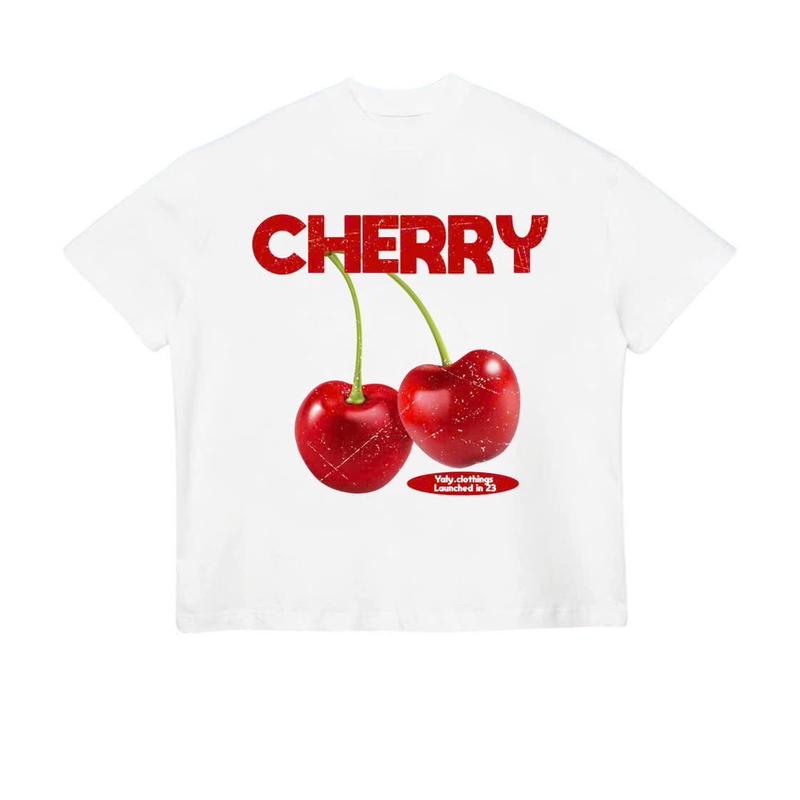 Áo Thun FORM BOXY Trái Cây Quả Cherry Cotton 250gsm T-Shirt Boxy Nam Nữ Thoáng Mát Phong Cách Trẻ Trung Năng Động Cổ Tròn Menswear Tre áonuxinh