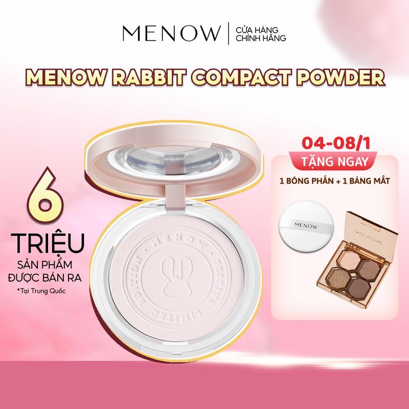 [MUA 1 TẶNG 2] Phấn phủ nén kiềm dầu, chống nước, che phủ hoàn hảo MENOW Rabbit Compact Powder 8.5g [TẶNG BẢNG MẮT+BÔNG PHẤN]
