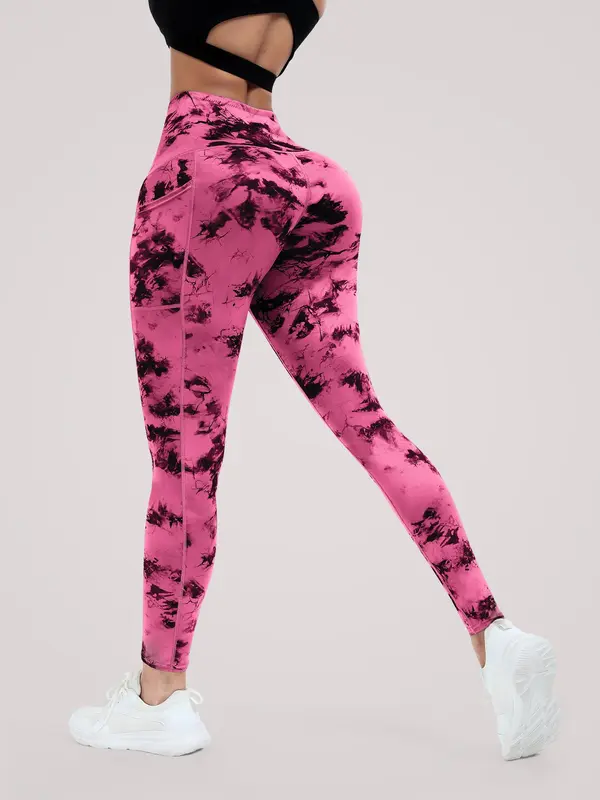 Women's Tie Dye Print High Waist Sports Leggings, Casual Comfy Breathable Seamless Skinny Pants for Yoga Gym Workout Running, Ladies Sportswear for All Seasons 1