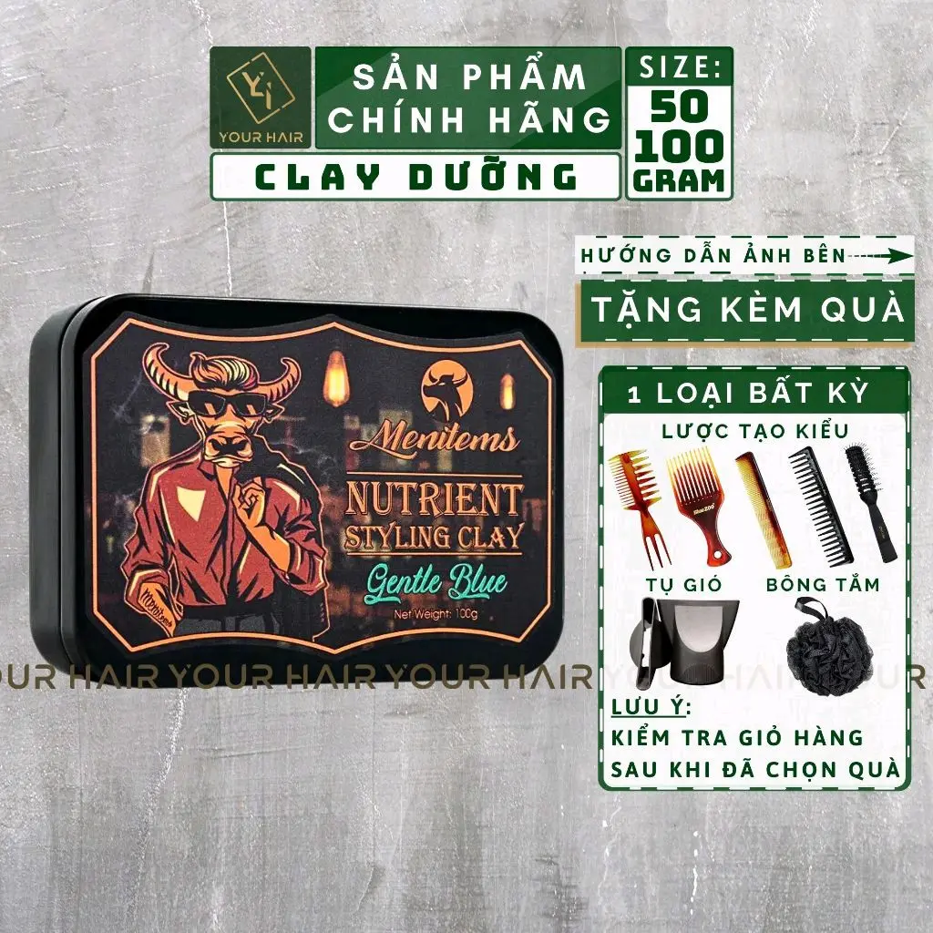 Sáp vuốt tóc Menitems Styling Clay Gentle Blue