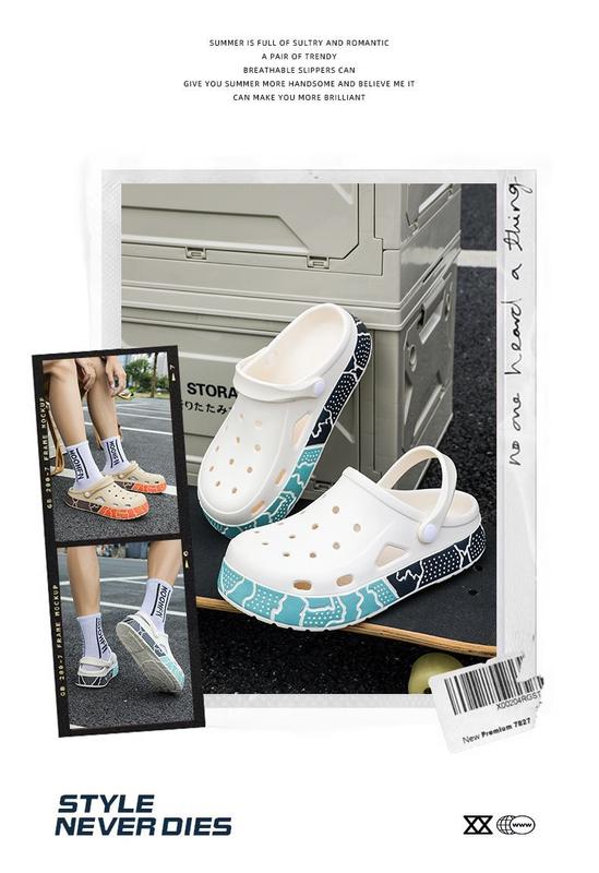 Product Introduction of Cave shoes: men's summer wear, new fashion and versatile, super thick, wear-resistant, sports beach toe sandals 3