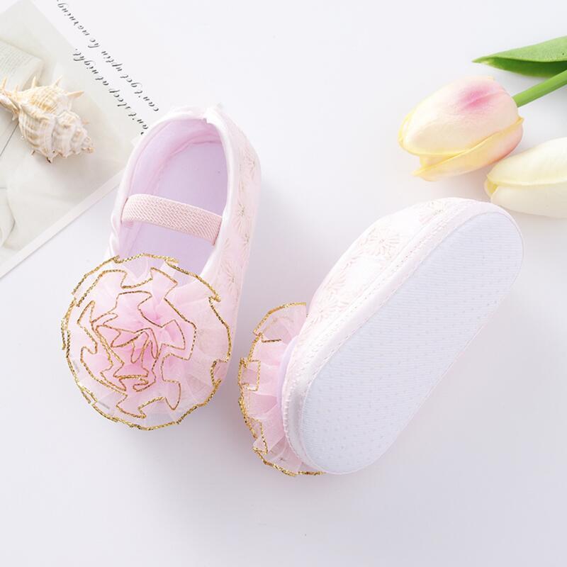 Product Introduction of 0-12 Month  Hairbands Newborn Baptism Girl Lace Toddler Prewalker Footwear Cute Baby Soft Shoes 5