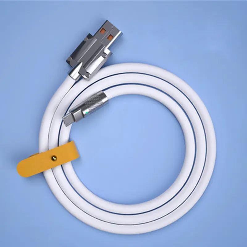 Universal Micro Super Fast Charging Cable Metal Zinc Alloy Liquid Silicone Android Micro Type C USB Phone Charger Data Cable Mobile Cellphone Smartphone Electronic 4