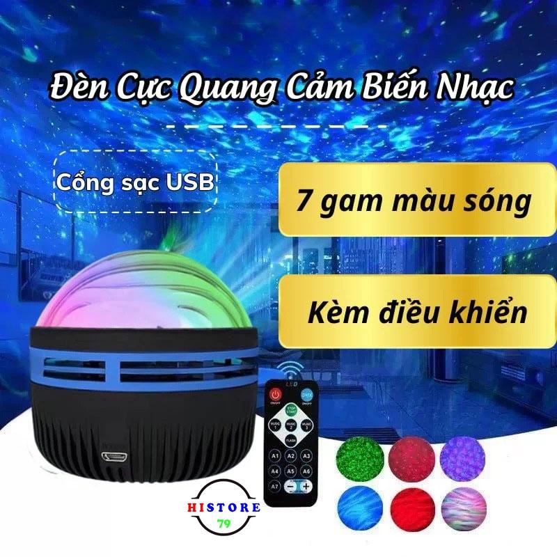 Đèn GALAXY cực quang cảm biến nhạc ĐèN LED cực quang sóng nước trang trí 7 gam màu Đèn decor phòng ngủ Đèn LED trang trí nhà cửa kèm remote tùy chỉnh
