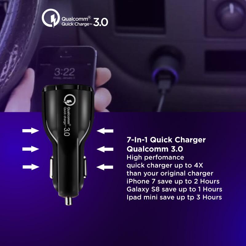 Car Charger Colokan Mobil 2 Ports QC3.0 3.1A JOYSEUS Qualcomm Black - JM0001 white adapter Adaptor
