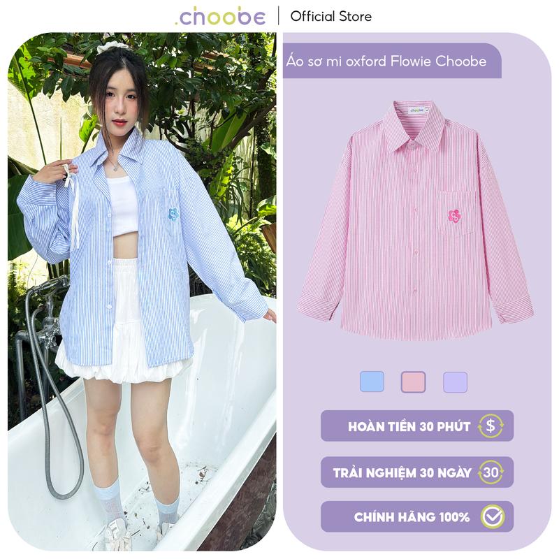 Áo sơ mi nữ Flowie Choobe dài tay kẻ sọc Oxford ASM09