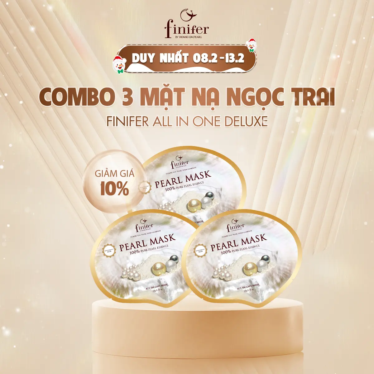 [COMBO 3] Mặt nạ Ngọc trai Finifer All In One Deluxe - Giảm thâm, nám, tàn nhang hiệu quả