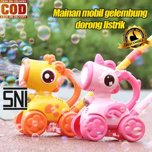 Mainan Bubble Gelembung Otomatis Anak Giraffe Bubble Stroller Musik Lampu Kado Ulang Tahun Balita SNI