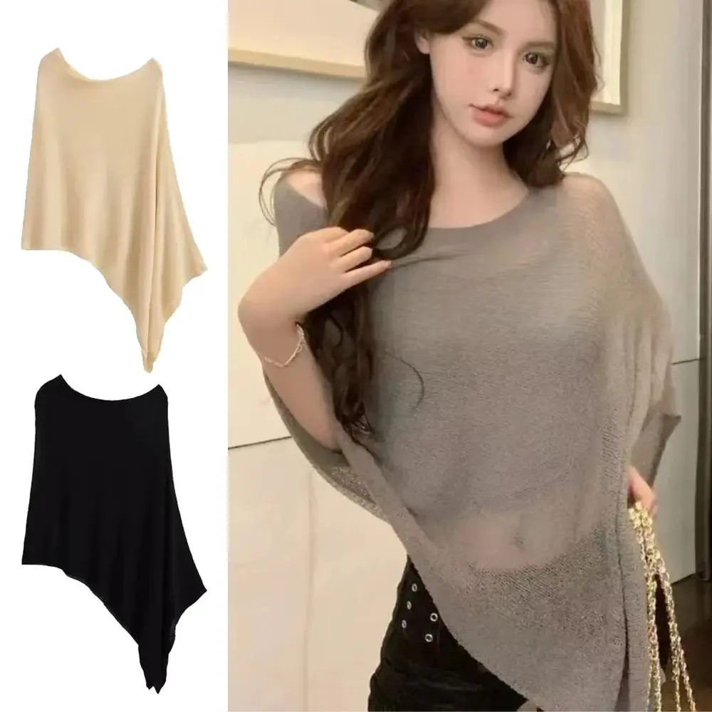 Women Fashion Loose Irregular Cape Shawl Thin Gifts Sunscreen Scarf Ice Silk Sun Protection Shawls