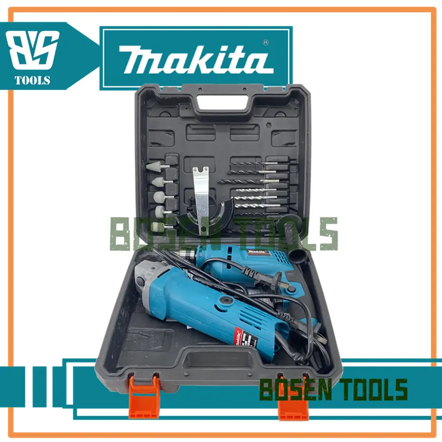 Makita 2pcs Electric Drill and Angel Grinder Set
