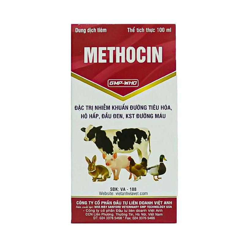 METHOCIN đặc trị KST máu , nhiễm khuẩn đường tiêu hóa , đầu đen , viêm ruộtt gia cầm 100ml 3