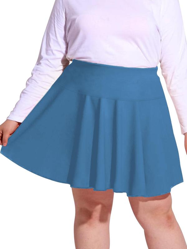 【Plus Size】 Solid High Waist Skort, Regular Fit Casual Comfort Minimalist Basic Pocket A Line Skirt for Daily Wear, Women's Bottoms for Summer, 2 in 1 Skirtswomen 6