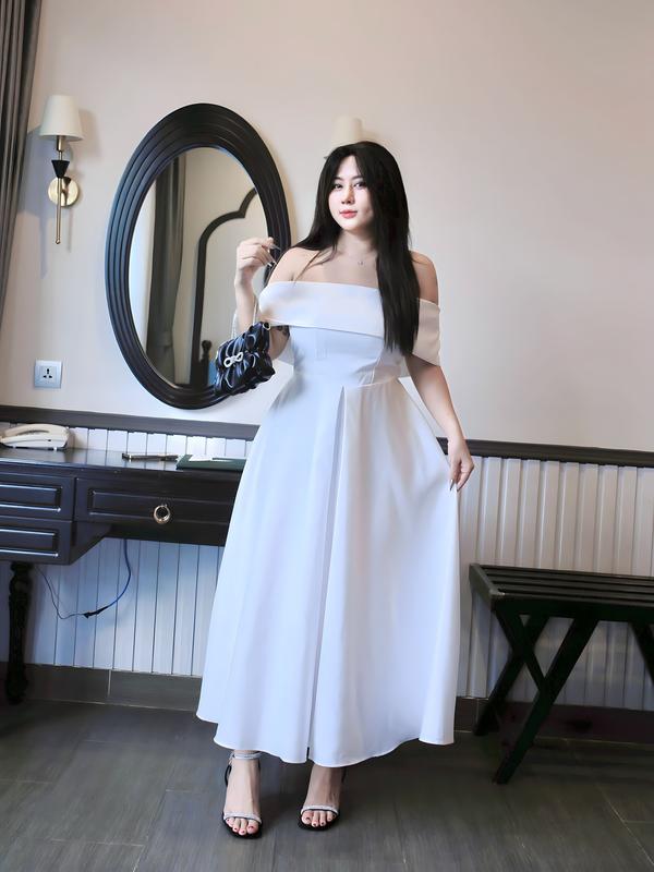 ĐẦM THIẾT KẾ BIGSIZE BẸT VAI TRƠN D362 (TÁO ĐỎ BIGSIZE 55-90KG) 2