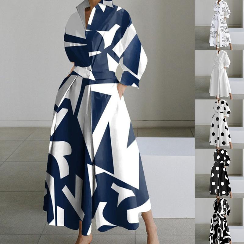 Elegant Maxi Dress for Women Long Sleeve V-Neck Casual Party Dress With Pocket 6