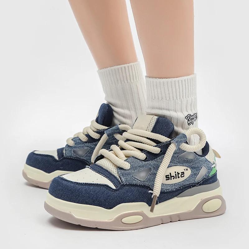 Låg MOQ Anpassa Herr Mode Casual Sneakers Kanin Denim Läder Platta Skateboarding Löpning Promenadskor för Herrskor Pojke_voghion.com