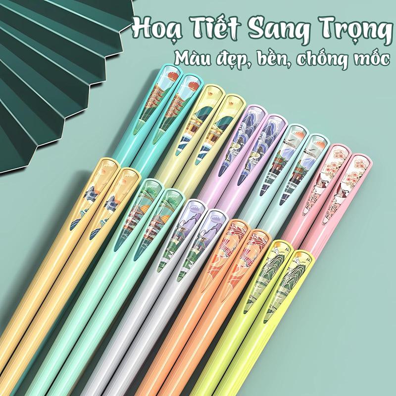 Combo 20 Đôi Đũa Ăn Cơm Gia Đình Sợi Thủy Tinh Kháng Khuẩn Chống Trơn Chịu Nhiệt - Phong Cách Nhật Bản Cao Cấp