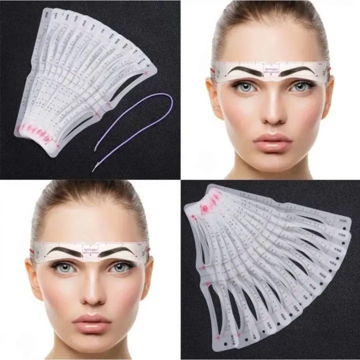 eyebrow ruler set 12 cetakan alis dengan tali