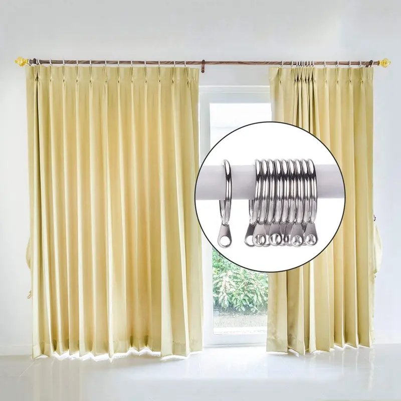 Vòng rèm kim loại, 40 chiếc, cho rèm và cực, vòng mắt xích trượt treo, đường kính trong 32mm, màu bạc 6