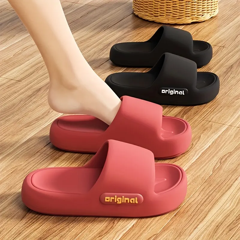 ORIGINAL Comfort Slides for Women - Thick Cushioned Sole, Non-Slip, Quiet Indoor/Outdoor Slippers in Beige, Black, and Dark Gray - Perfect for Home & Bathroom Use, Cute Slippers, Elegant home shoes for couples