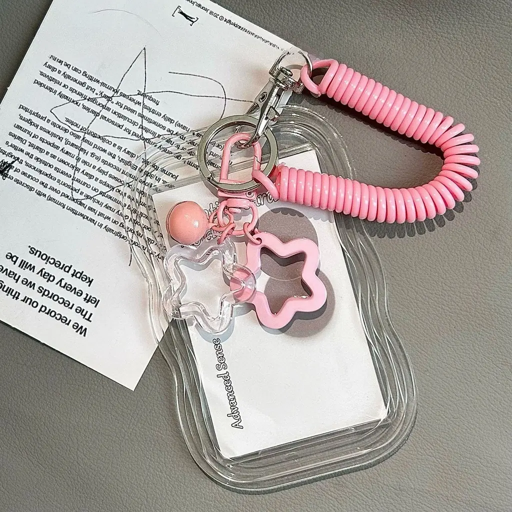 Wave Transparent Card Holder ID Card Collection for Worker Card Cover Student Campus Card Case Bus Meal House Card Key Chain