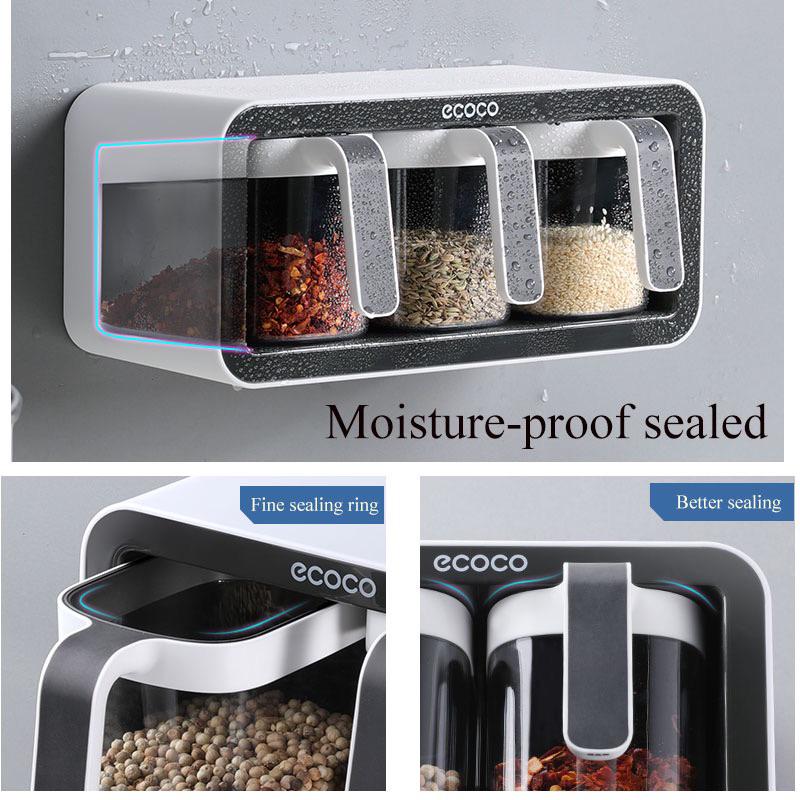 Product Introduction of Kệ Gia Vị Treo Tường ECOCO Cao Cấp, Hộp Gia Vị Chất Liệu Nhưa ABS, Chống Ẩm Mốc Mối Mọt 1