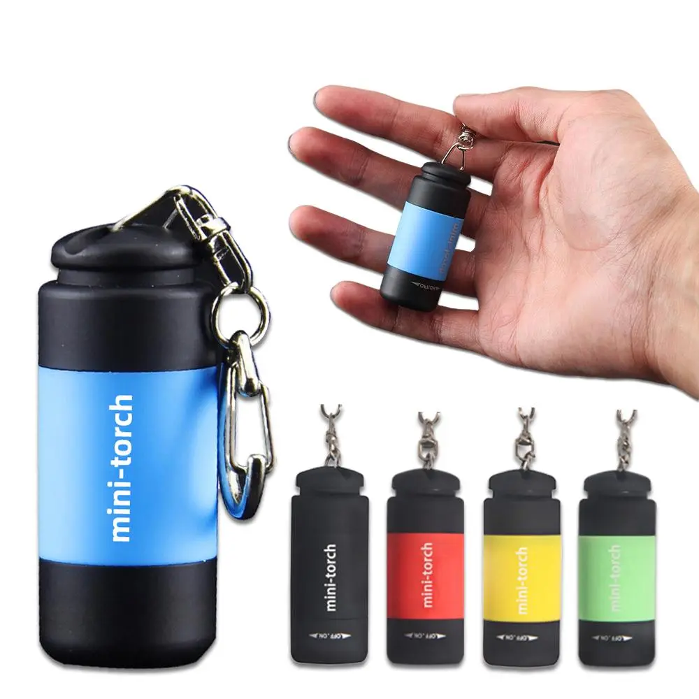 Mini Rechargeable Flash Light, 1 Count Random Color Keychain Flashlight, Fingertip Brightest Flashlights, Portable Mini Flashlight For Outdoor Camping & Hiking
