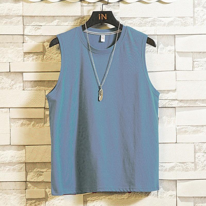 Product Introduction of Summer Pure Cotton Vest Men's Fashion Brand Ins Loose Multi-Color Heat Transfer Patch Sparkling Style Thin Tank Top Hurdle Basketball Sleeveless T-shirt 5
