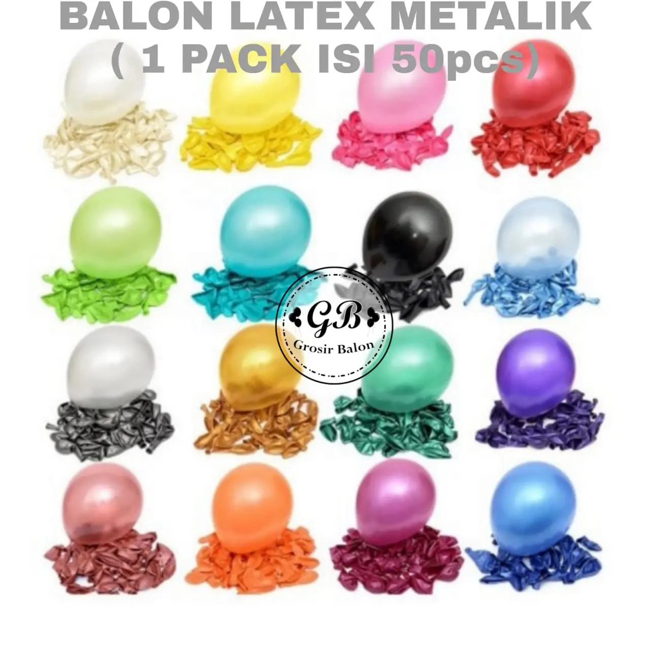 1 PACK ISI 50pcs BALON LATEX METALIK / BALON LATEX METALIK 12 INCH / BALON DEKORASI LATEX METALIK
