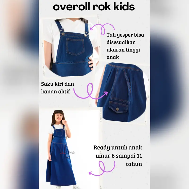 Toball - Overall Rok Temy Jeans Anak Usia 6-11 Tahun Warna Navy 8980 Fashion Anak 3
