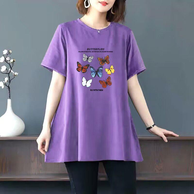 Product Introduction of Women's plus Size Fashionable Simple T-shirt Summer Loose Age-Reducing Top Printed Short-Sleeved Top 15