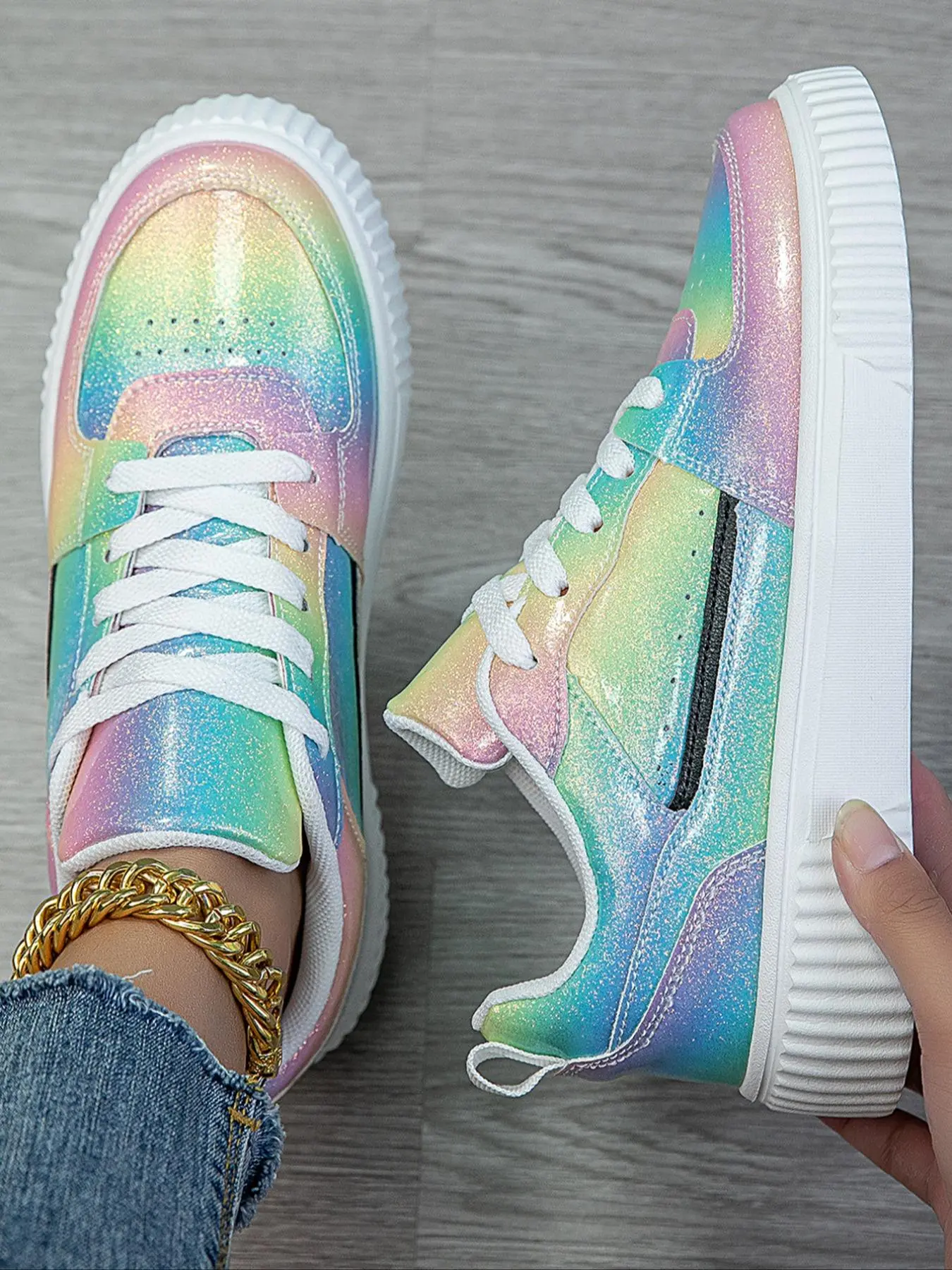 Women's Lace-up Fashion Colorful Fluorescent Ultralight EVA Sneakers