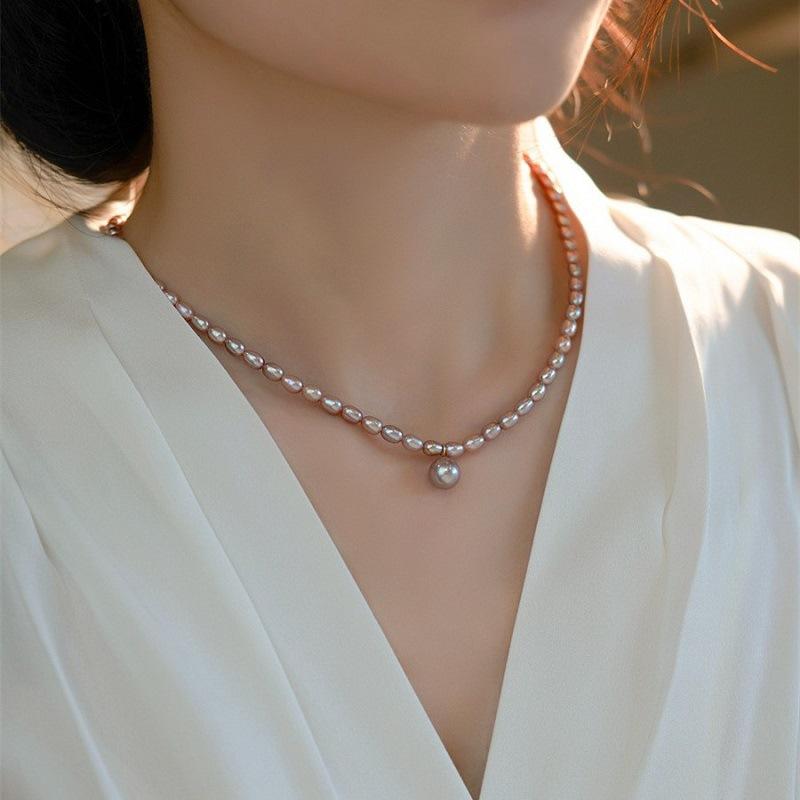 [DT11] Dây Chuyền Ngọc Trai Nước Ngọt Dáng Giọt Nước Phối Một Viên Trai Chủ, Dài 42cm, Cho Nữ - Tidora Pearl