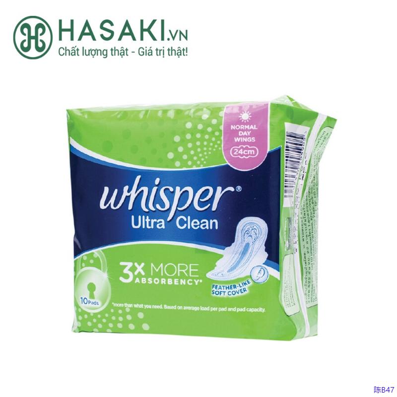 Băng Vệ Sinh Whisper Siêu Mỏng Cánh Ngày Thường 24cm 10 Miếng