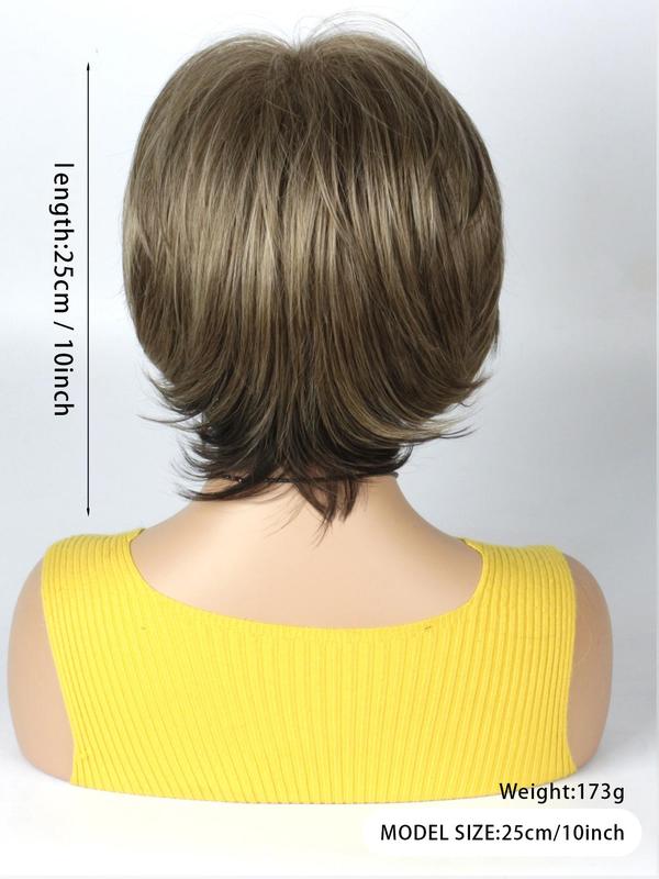 Women's 10inch Short Straight Synthetic Hair Wigs, Natural Fluffy Heat Resistant Hair Wigs with Thin Bangs, Chic Hair Wigs for Daily & Cosplay & Costume Party Decor 1