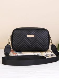 Bolsa cuadrada mini de verano con grabado en forma de V, bolsa cruzada con decoración metálica, con correa ajustable ancha, bolsa versátil de hombro, bolsa para el trabajo ideal para regalo de chicas, bolsa deportiva de trail