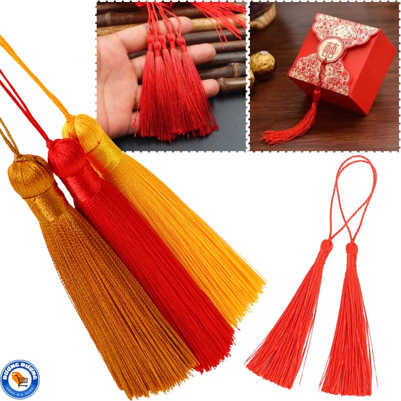 COMBO 100 Dây Tua Rua Đỏ Trang Trí Quạt Cổ Trang Phụ Kiện Đám Lồng Đèn Dài 13Cm - Tua Rua Cổ Trang , Dây Kết Đồng Tâm