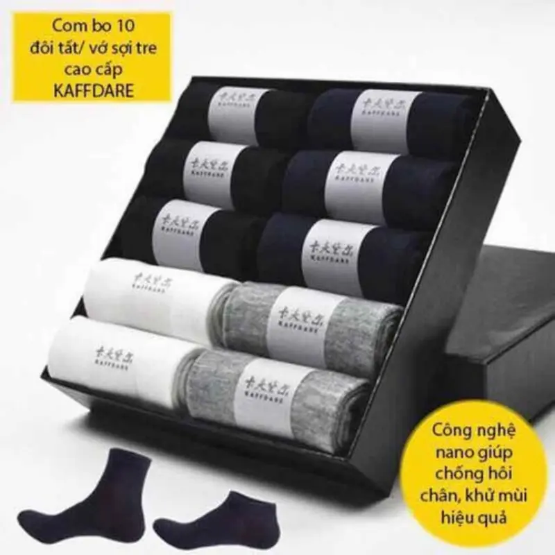 Hộp 10 đôi Tất Nam Nữ Muji Cao Cấp Hộp 10 Đôi Vớ Xuất Nhật, khử mùi chống hôi chân, mix nhiều màu