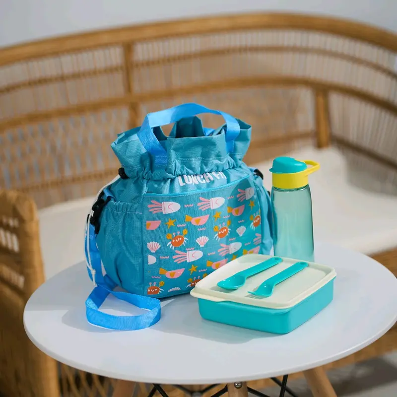 Totebag Tas Bekal Kotak Makan Botol Anti Tumpah Set Pink 0