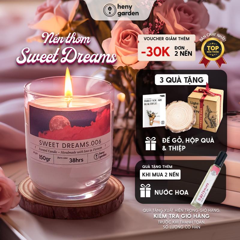 Nến Thơm Dễ Ngủ Hương Sweet Dreams Làm Quà Tặng Decor Thơm Phòng Ngủ BST Chill Relax HENY GARDEN