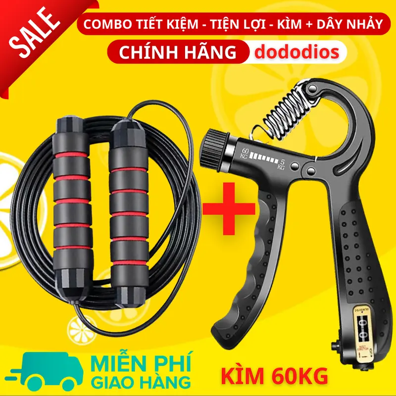Combo Kìm Bóp Tay Dây Nhảy Lõi Thép - Kìm 60kg Và 120kg - Màn Hình Điện Tử Đếm Số - Hãng Dododios 3