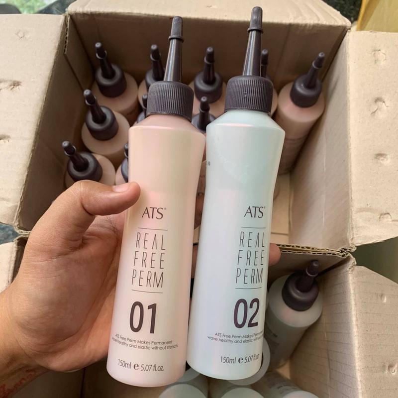 thuốc uốn lạnh tại nhà uốn lạnh ATS hàn quốc căng sóng không mùi 150ml AZ008 tặng kẹp càng cua đen nhám Tạo kiểu tóc