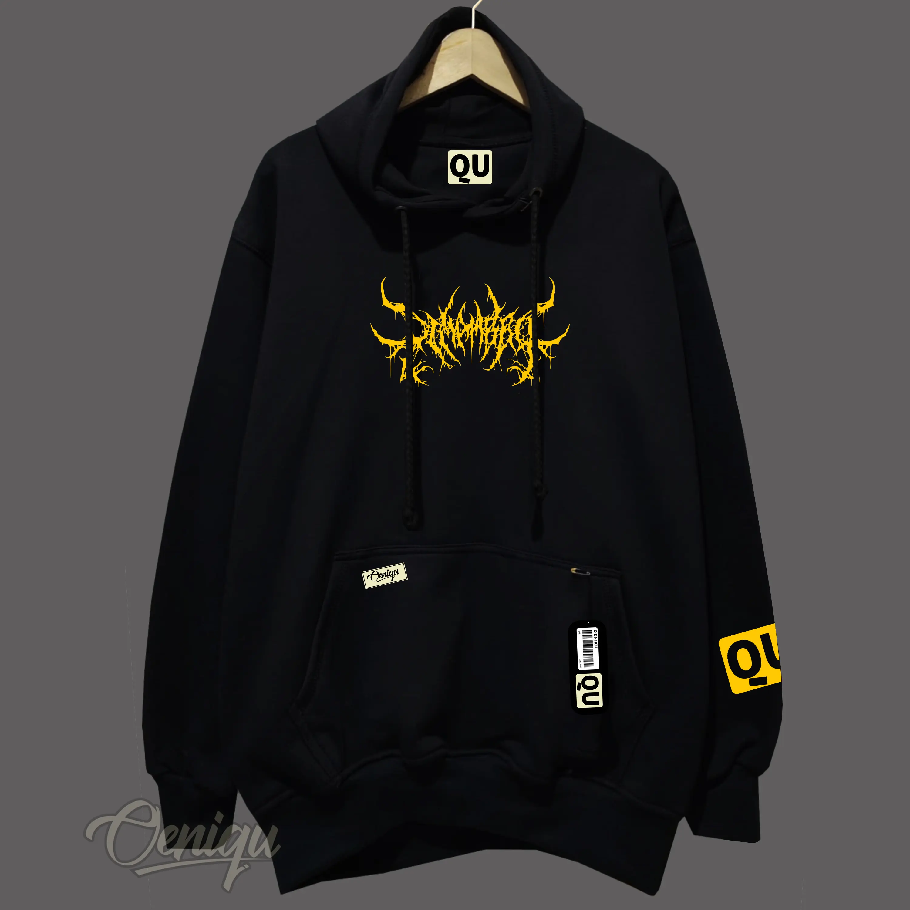 HOODIE PRIA SIZE JUMBO L-XL-XXL-XXXL-XXXXL-XXXXXL BAHAN TEBAL MOTIF BLACK AKAR