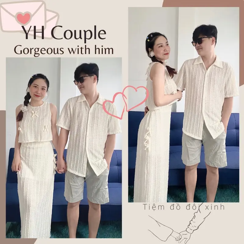 SET ĐỒ ĐÔI ĐI BIỂN XINH CHÂN VÁY DÀI MIDI THUN LƯỚI - YH COUPLE Nữ Áo 0