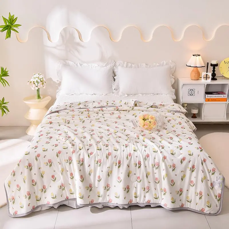 Floral Print Bedspread, 1 Count Soft Lightweight Fitted Sheet, Comfy Breathable Bedding for Home Bedroom Hotel 6