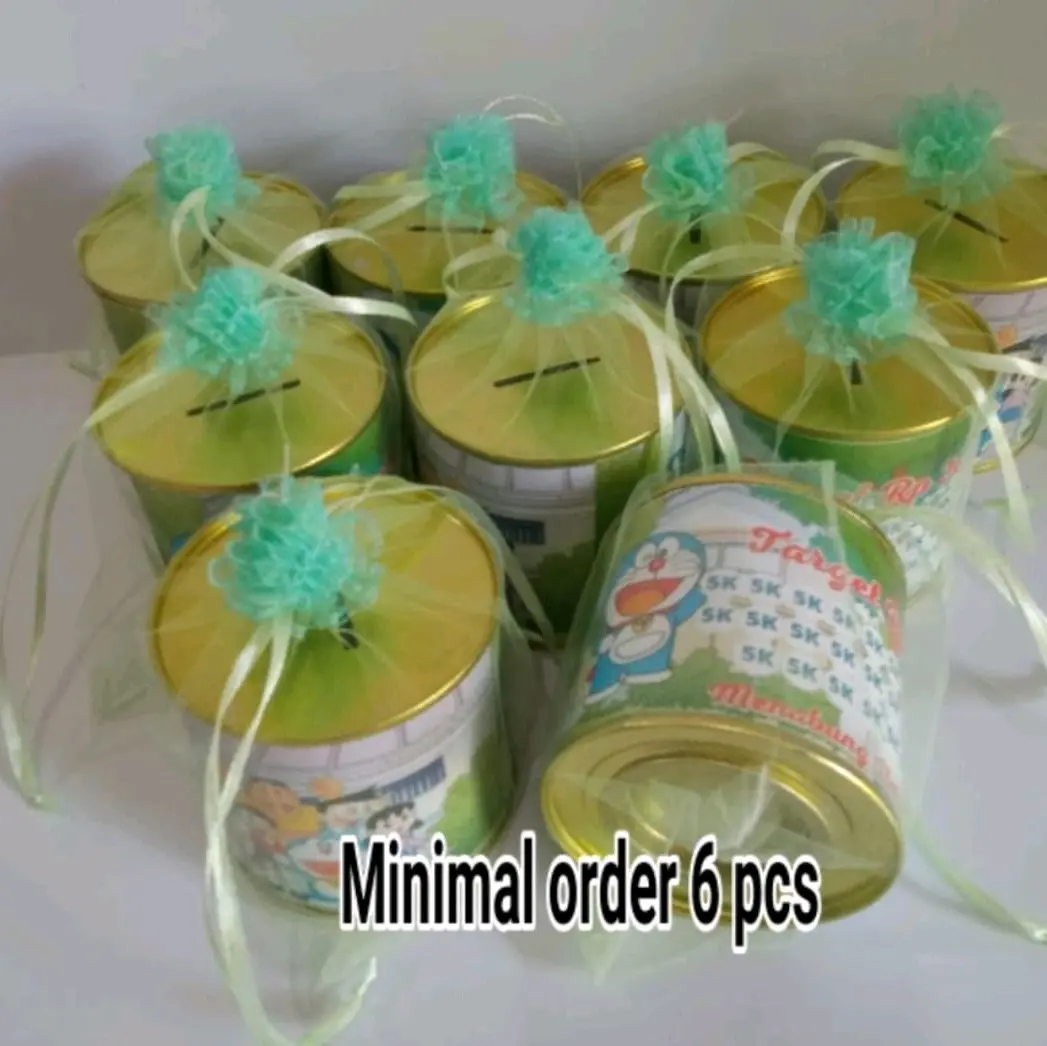 10 pcs souvenir ulang tahun  celengan kaleng target karakter